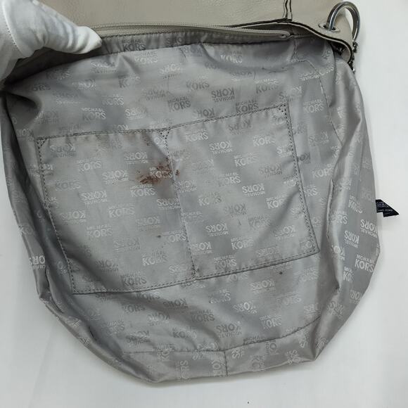 Michael Kors Gray Pebbled Leather Zipper Closure Hobo Shoulder Bag - Picture 11 of 16